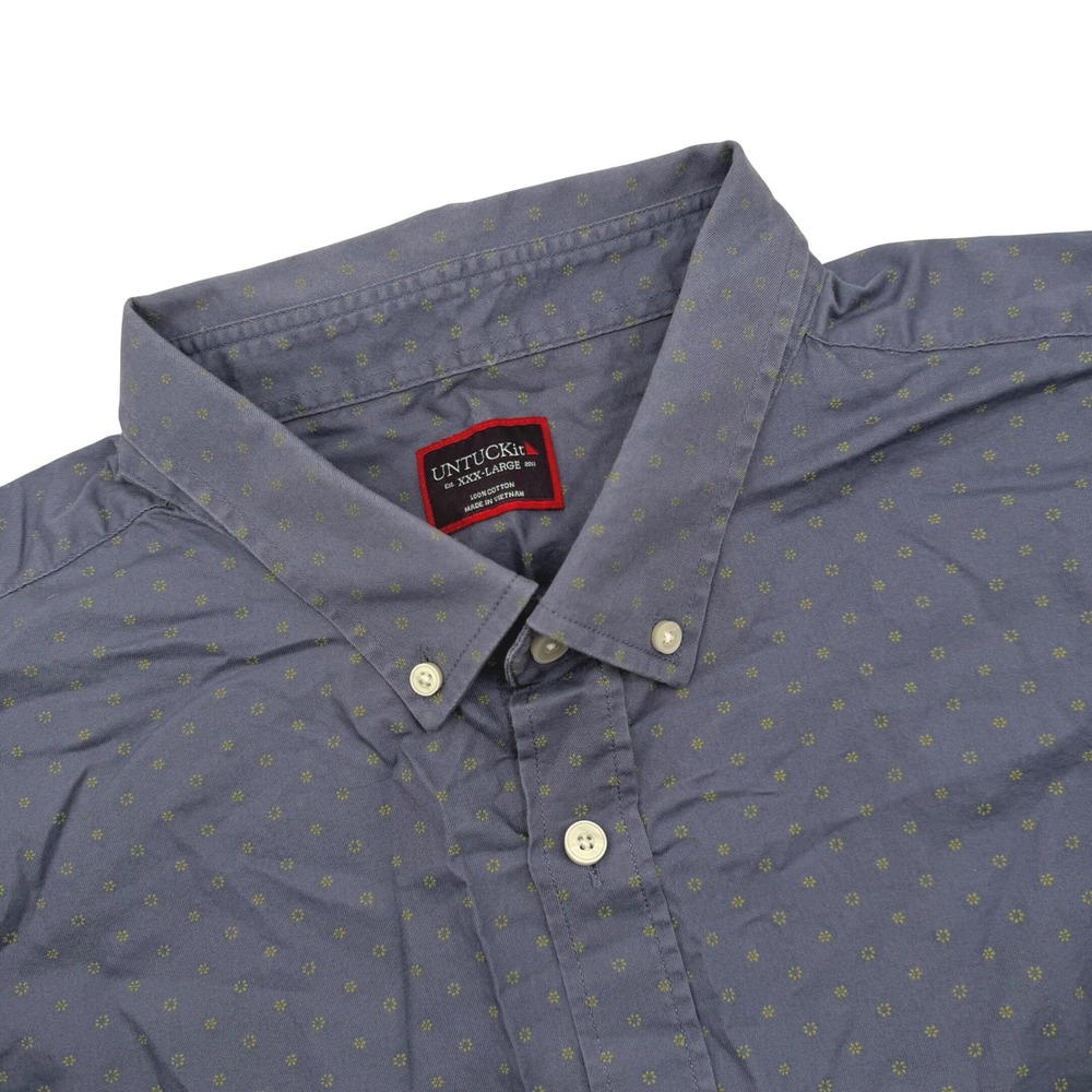 UNTUCKit Sinclair Shirt Men 3XL Blue Floral Microprint Short Sleeve Button Down